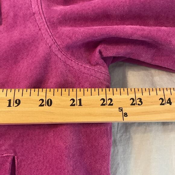 Vintage Terry Lewis Fuchsia Suede Leather Jacket with Faux Fur Collar Size Large - Picture 5 of 9